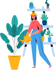 Mulher regando planta